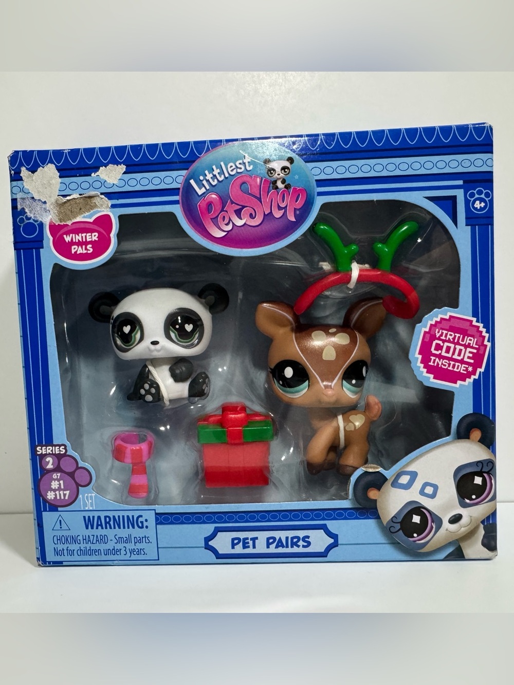 Littlest Pet Shop Brown Reindeer & White Panda Holiday Pair Series 2 G7 #1 #117